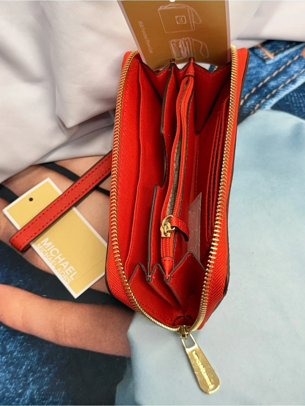(new+tag) Michael Kors Jet Set Travel Saffiano Leather Wristlet Mandarin Orange